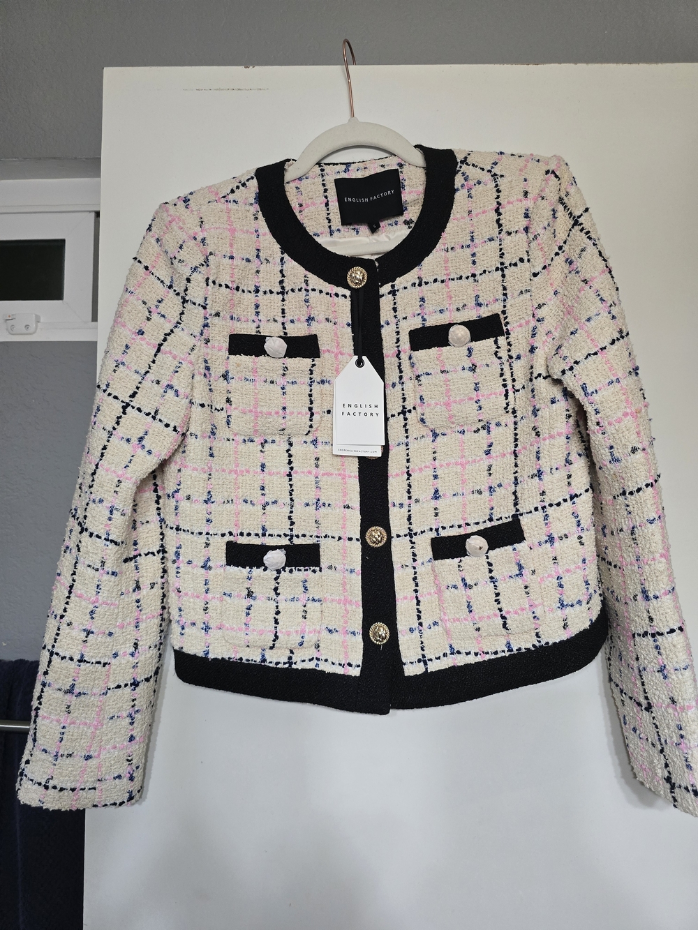 English Factory Boucle Cream Tweed Jacket